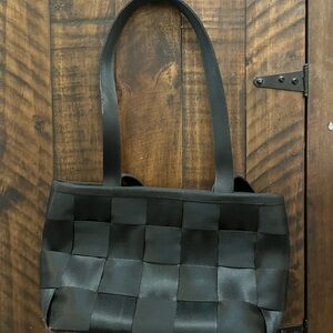 Chic Black Woven Shoulder Bag